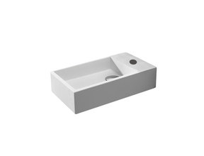 Fontein Toilet - Toiletmeubel Wc Solid Surface - Mat Wit Rechts 40x22 cm
