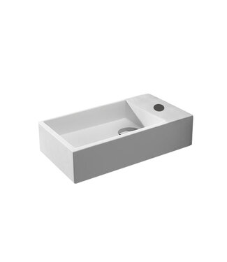 Fontein Toilet - Toiletmeubel Wc Solid Surface - Mat Wit Rechts 40x22 cm
