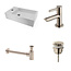 DIAMOND LINE Fonteinset Nila Solid Surface RVS Links 40x22x10cm Toiletkraan clickwaste Sifon RVS
