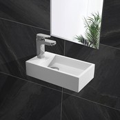 Fonteinset Nila Mat Zwart Solid Surface Links 40x22x10cm Toiletkraan Hendel clickwaste Sifon Mat Zwart Fonteinset Nila Mat Zwart Solid Surface Links 40x22x10cm Toiletkraan Hendel clickwaste Sifon Mat Zwart