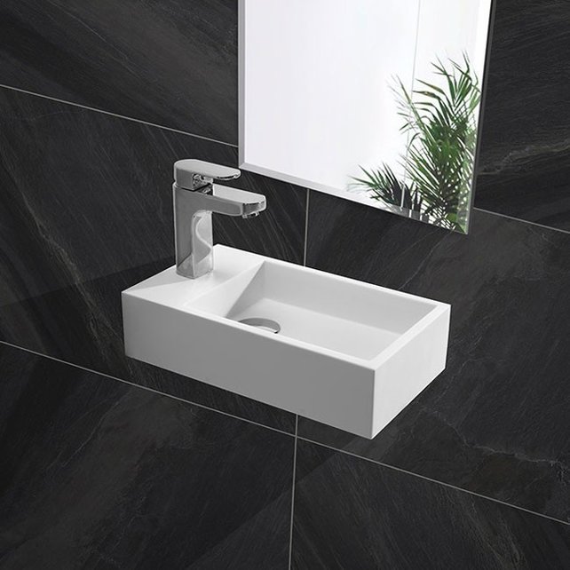 Fonteinset Nila Mat Zwart Solid Surface Links 40x22x10cm Toiletkraan Knop clickwaste Sifon Mat Zwart Fonteinset Nila Mat Zwart Solid Surface Links 40x22x10cm Toiletkraan Knop clickwaste Sifon Mat Zwart