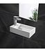 Fonteinset Nila Mat Zwart Solid Surface Links 40x22x10cm Toiletkraan Knop clickwaste Sifon Mat Zwart