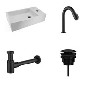 Fonteinset Nila Solid Surface Mat Zwart Rechts 40x22x10cm Toiletkraan Knop clickwaste Sifon Mat Zwart Fonteinset Nila Solid Surface Mat Zwart Rechts 40x22x10cm Toiletkraan Knop clickwaste Sifon Mat Zwart