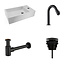 Diamond Line Fonteinset Nila Solid Surface Mat Zwart Rechts 40x22x10cm Toiletkraan Knop clickwaste Sifon Mat Zwart