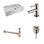 DIAMOND LINE Fonteinset Nila RVS Solid Surface Rechts 40x22x10cm Toiletkraan clickwaste Sifon