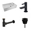 DIAMOND LINE Fonteinset Nila Mat Zwart Solid Surface Rechts 40x22x10cm Toiletkraan Hendel Clickwaste Sifon