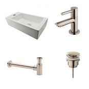 Fonteinset Rhea Rechthoek Links 36.5x18x9cm Toiletkraan Clickwaste Sifon RVS