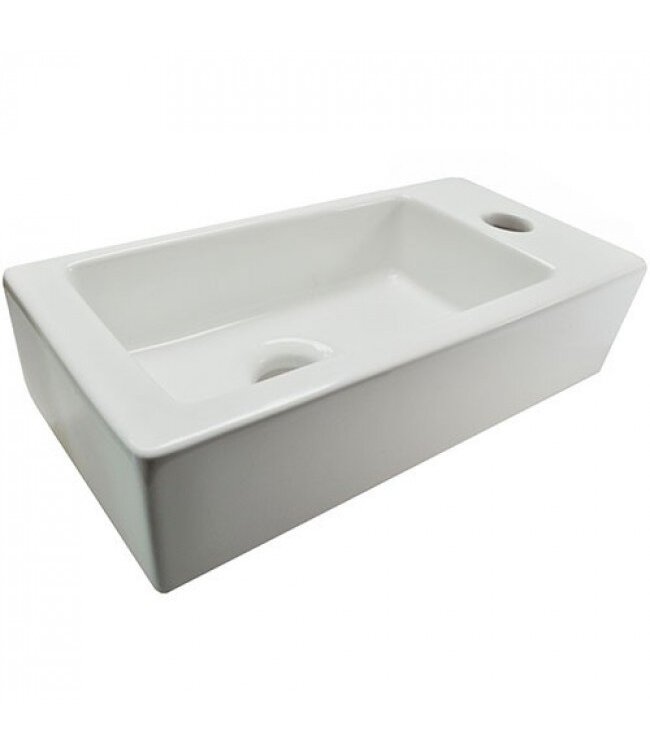 Fonteinset Rhea Rechthoek Rechts 36.5x18x9cm Toiletkraan Knop Clickwaste Sifon Mat Zwart