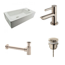 Fonteinset Rhea Rechthoek Rechts 36.5x18x9cm Toiletkraan Clickwaste Sifon RVS