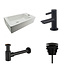 Fonteinset Rhea Rechthoek Rechts 36.5x18x9cm Toiletkraan Hendel Clickwaste Sifon Mat Zwart