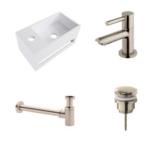 Fonteinset Yano Solid Surface Links 36x20x16cm Toiletkraan Clickwaste Sifon RVS