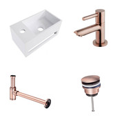 Fonteinset Yano Solid Surface Links 36x20x16cm Toiletkraan Clickwaste Sifon Koper