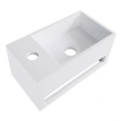 Fonteinset Yano Solid Surface Links 36x20x16cm Toiletkraan Hendel Clickwaste Sifon Mat Zwart