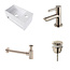 Fonteinset Yano Solid Surface Rechts 36x20x16cm Toiletkraan Clickwaste Sifon RVS
