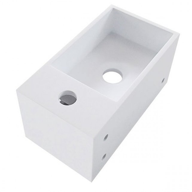 Fonteinset Yano Solid Surface Rechts 36x20x16cm Toiletkraan Clickwaste Sifon Koper