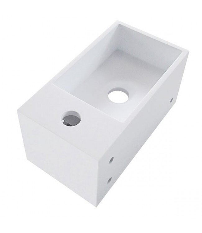Fonteinset Yano Solid Surface Rechts 36x20x16cm Toiletkraan Clickwaste Sifon Koper