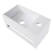 Fonteinset Yano Solid Surface Rechts 36x20x16cm Toiletkraan Hendel Clickwaste Sifon Mat Zwart