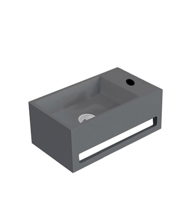 Fontein Toilet - Toiletmeubel WC Solid Surface 36x16cm - Betonlook Rechts