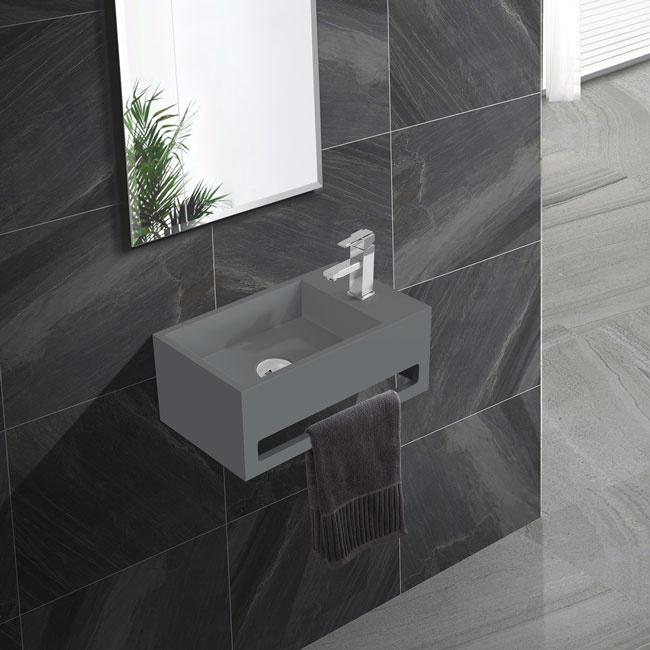 Fontein Toilet - Toiletmeubel WC Solid Surface - Betonlook Rechts