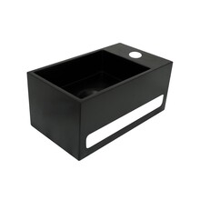 Fontein Toilet - Toiletmeubel WC Solid Surface 36x16cm - Mat Zwart Rechts