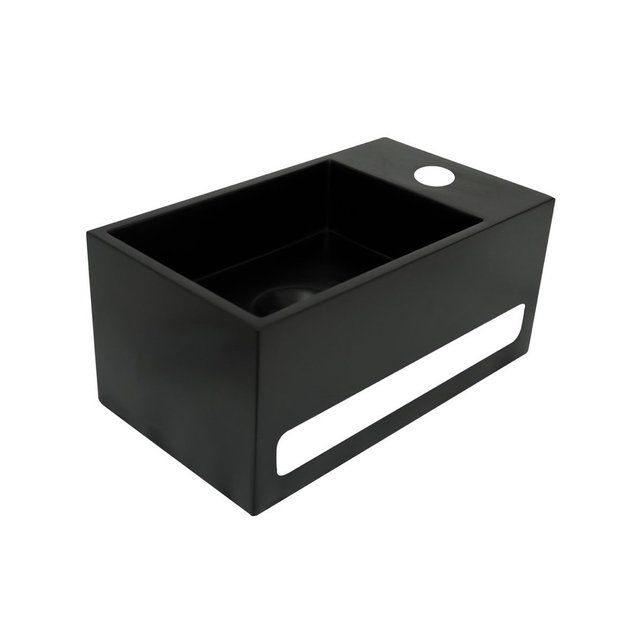 Fontein Toilet - Toiletmeubel WC Solid Surface 36x16cm - Mat Zwart Rechts Fontein Toilet - Toiletmeubel WC Solid Surface 36x16cm - Mat Zwart Rechts