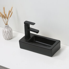 Mini Toiletfontein Rechthoek Mat Zwart Links 36x18x9cm