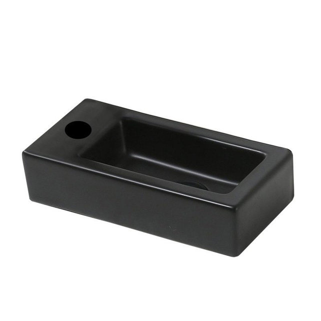 Mini Toiletfontein Rechthoek Mat Zwart Links 36x18x9cm