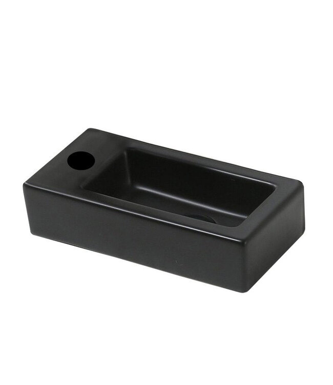 Mini Toiletfontein Rechthoek Mat Zwart Links 36x18x9cm