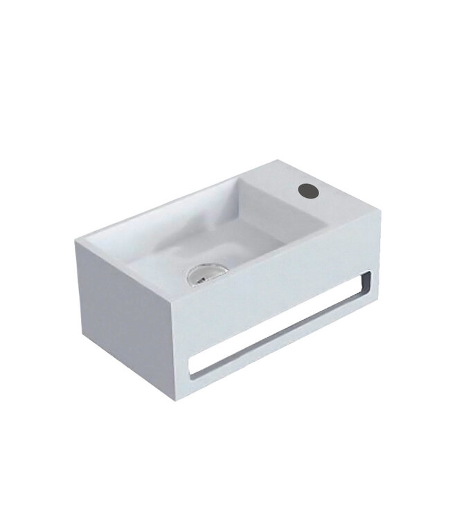 Fontein Toilet - Toiletmeubel Wc Solid Surface - Mat Wit Rechts 36x16 cm