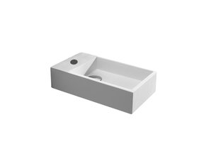 Fontein Toilet - Toiletmeubel Wc Solid Surface - Mat Wit Links 40x22 cm