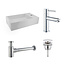 Fonteinset Nila Chroom Solid Surface Mat Wit Rechts 40x22x10cm Toiletkraan Hendel Clickwaste Sifon Chroom