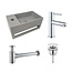 Fonteinset Sima Solid Surface Links 35.6x20.3x15.9cm Toiletkraan Hendel Clickwaste Sifon Chroom/Betonlook