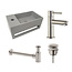 Fonteinset Sima Solid Surface Links 35.6x20.3x15.9cm Toiletkraan Hendel Clickwaste Sifon Geborsteld RVS/Betonlook