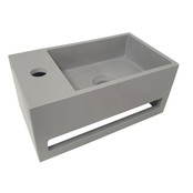 Fonteinset Sima Solid Surface Links 35.6x20.3x15.9cm Toiletkraan Hendel Clickwaste Sifon Geborsteld RVS/Betonlook