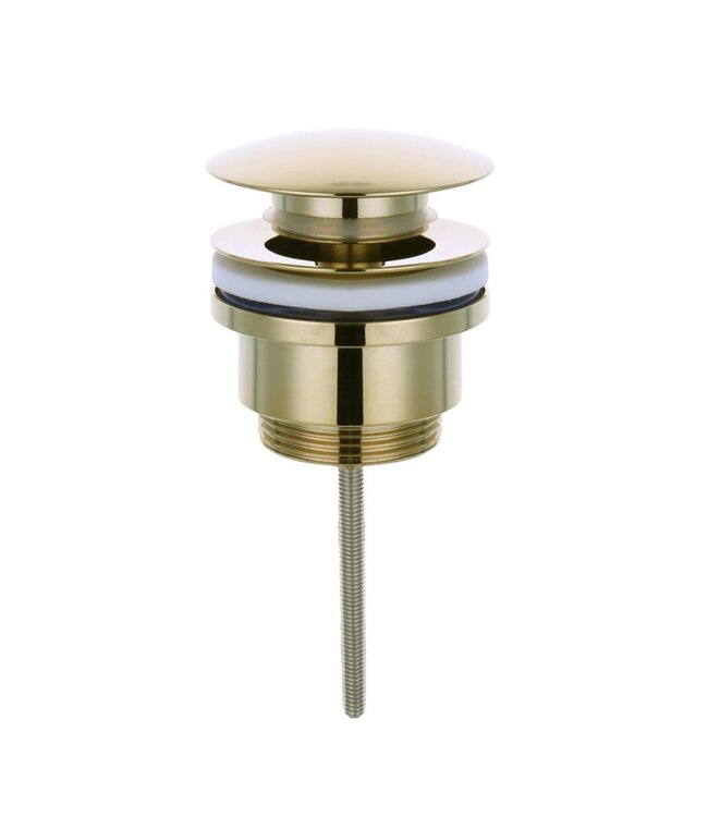 Fonteinset Sima Geborsteld Goud Solid Surface Mat Zwart Rechts 35.6x20.3x15.9cm Toiletkraan Knop Clickwaste Sifon Geborsteld Goud