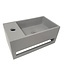Fonteinset Sima Mat Zwart/Betonlook Solid Surface Links 35.6x20.3x15.9cm Toiletkraan Knop Clickwaste Sifon