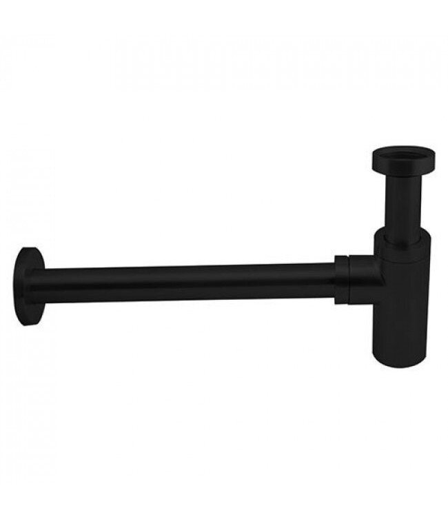 Fonteinset Sima Mat Zwart/Betonlook Solid Surface Links 35.6x20.3x15.9cm Toiletkraan Knop Clickwaste Sifon