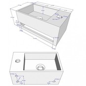 Fonteinset Sima Mat Zwart Solid Surface Links 35.6x20.3x15.9cm Toiletkraan Knop Clickwaste Sifon