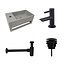 Fonteinset Sima Solid Surface Links Mat Zwart/Betonlook 35.6x20.3x15.9cm Toiletkraan Hendel Clickwaste Sifon