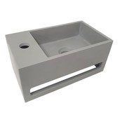 Fonteinset Sima Solid Surface Links Mat Zwart/Betonlook 35.6x20.3x15.9cm Toiletkraan Hendel Clickwaste Sifon