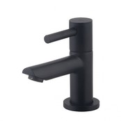 Fonteinset Sima Solid Surface Links Mat Zwart/Betonlook 35.6x20.3x15.9cm Toiletkraan Hendel Clickwaste Sifon