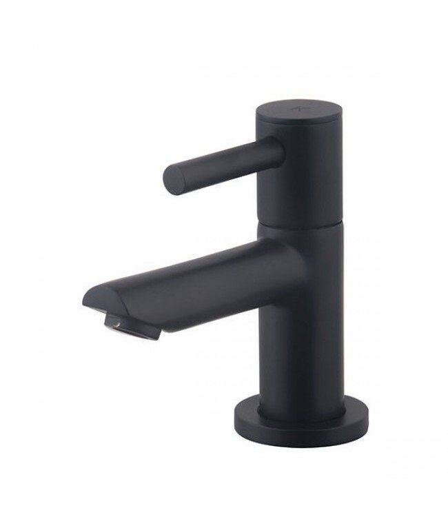 Fonteinset Sima Solid Surface Links Mat Zwart/Betonlook 35.6x20.3x15.9cm Toiletkraan Hendel Clickwaste Sifon