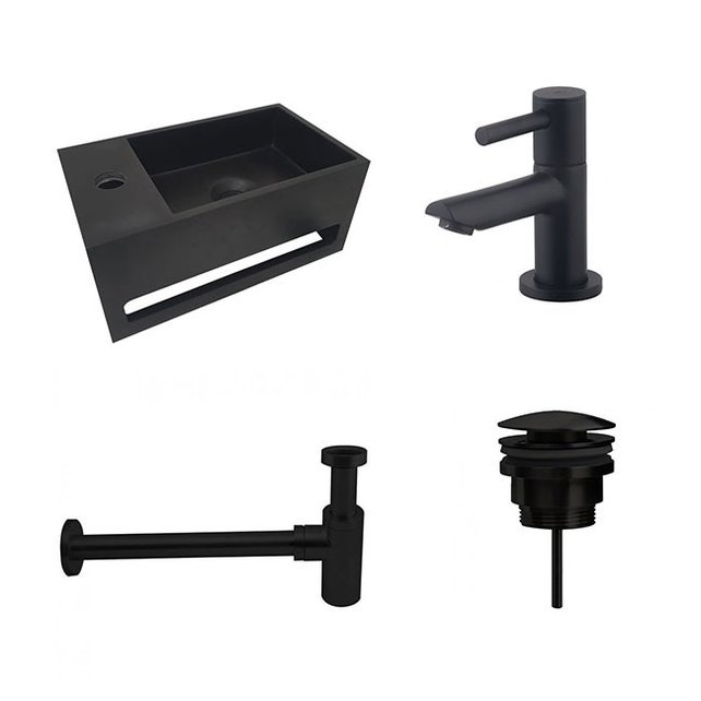 Fonteinset Sima Solid Surface Links 35.6x20.3x15.9cm Toiletkraan Hendel Clickwaste Sifon Mat Zwart Fonteinset Sima Solid Surface Links 35.6x20.3x15.9cm Toiletkraan Hendel Clickwaste Sifon Mat Zwart