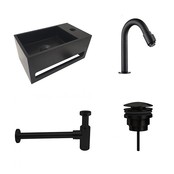 Fonteinset Sima Mat Zwart Solid Surface Rechts kraangat 35.6x20.3x15.9cm Toiletkraan Knop Clickwaste Sifon Fonteinset Sima Mat Zwart Solid Surface Rechts kraangat 35.6x20.3x15.9cm Toiletkraan Knop Clickwaste Sifon