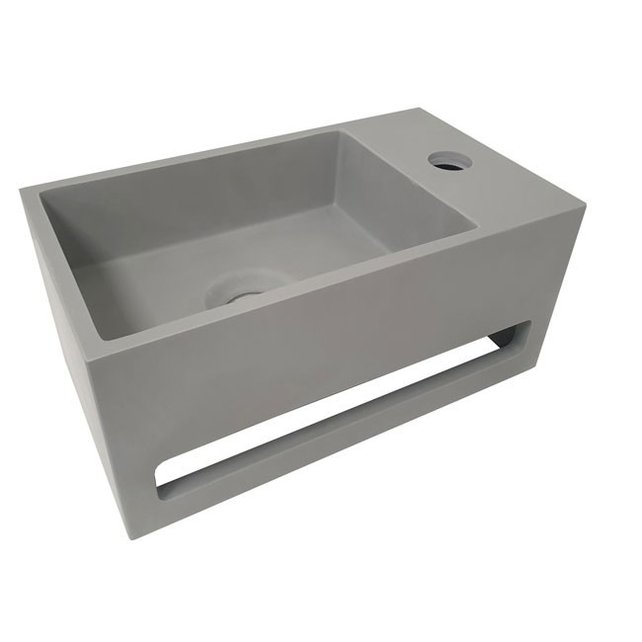 Fonteinset Sima Mat Zwart/Betonlook Solid Surface Rechts 35.6x20.3x15.9cm Toiletkraan Hendel Clickwaste Sifon Fonteinset Sima Mat Zwart/Betonlook Solid Surface Rechts 35.6x20.3x15.9cm Toiletkraan Hendel Clickwaste Sifon