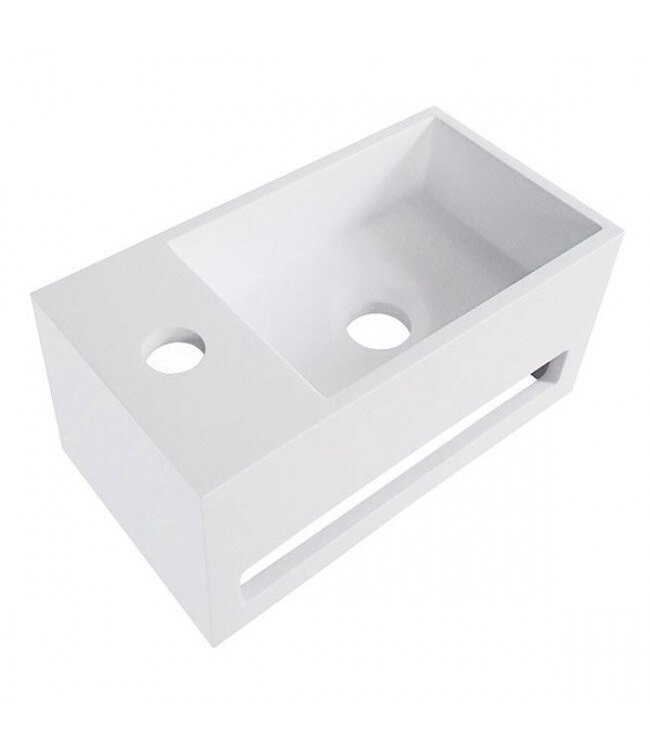 Fonteinset Yano Chroom Solid Surface Links 36x20x16cm Toiletkraan Hendel Clickwaste Sifon