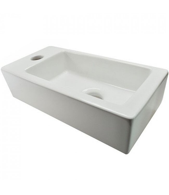 Fonteinset Rhea Chroom Rechthoek Links 36.5x18x9cm Toiletkraan Clickwaste Sifon