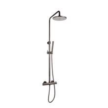 Opbouw regendouche set Effeze Gunmetal  Rond 20cm Hoofddouche Op de hoogte verstelbaar incl. staafhanddouche