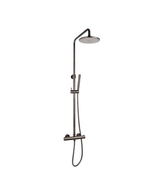 SANI-SUPPLY Opbouw regendouche set Effeze Gunmetal  Rond 20cm Hoofddouche Op de hoogte verstelbaar incl. staafhanddouche