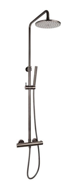 Opbouw regendouche set Effeze Gunmetal  Rond 20cm Hoofddouche Op de hoogte verstelbaar incl. staafhanddouche
